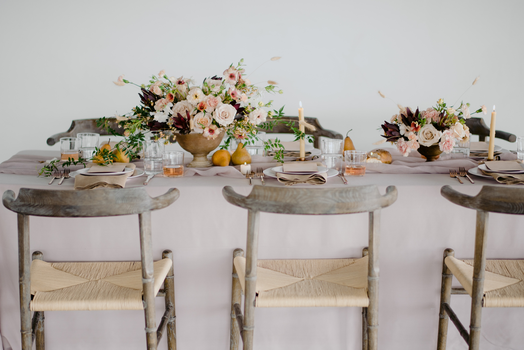 Dinner Party Table Set Up with Floral Arrangement by Casa de Suna