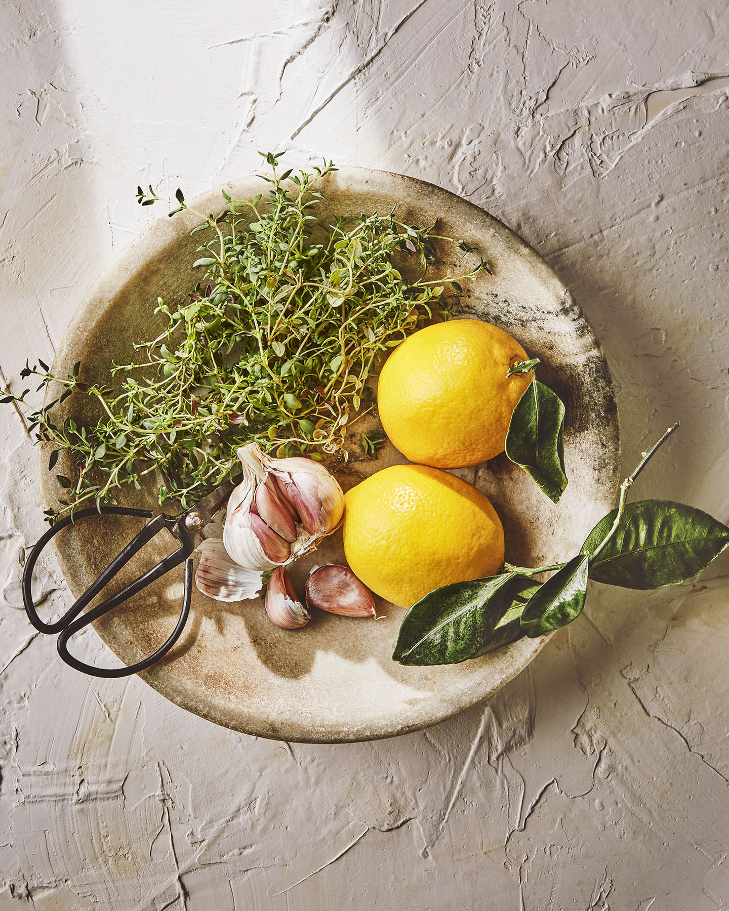 Lemon and Thyme Ingredients with Garlic