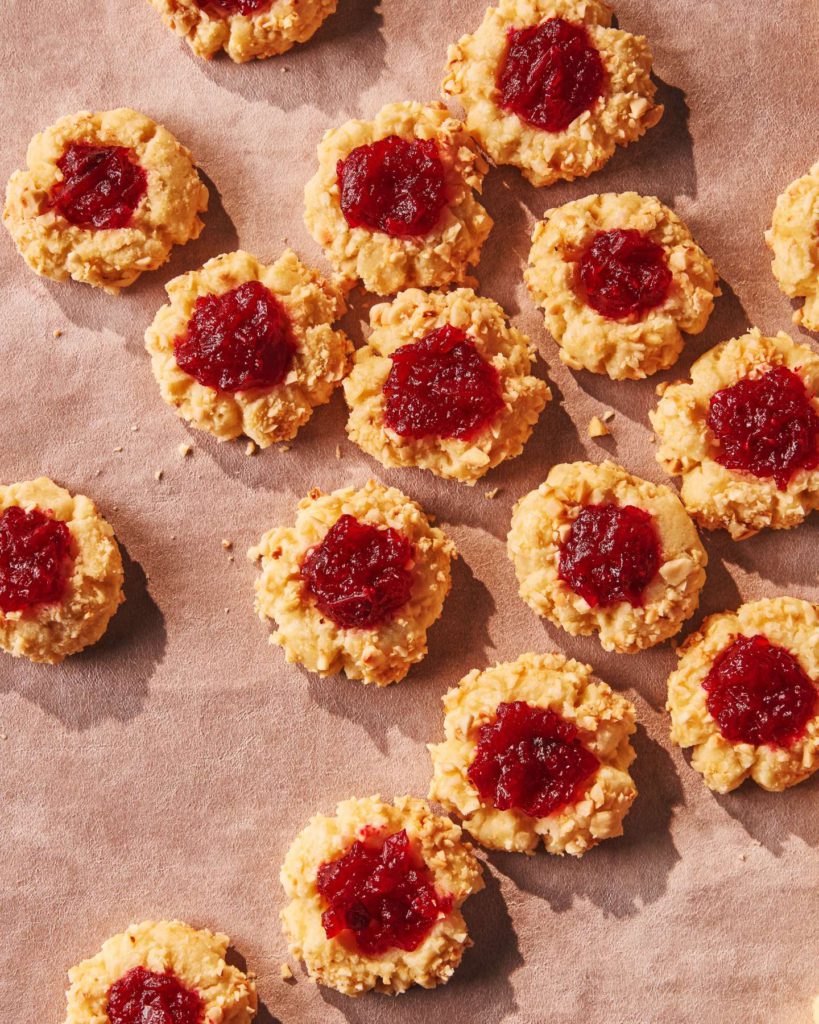 Hazelnut and Cranberry Thumbprint Cookies
