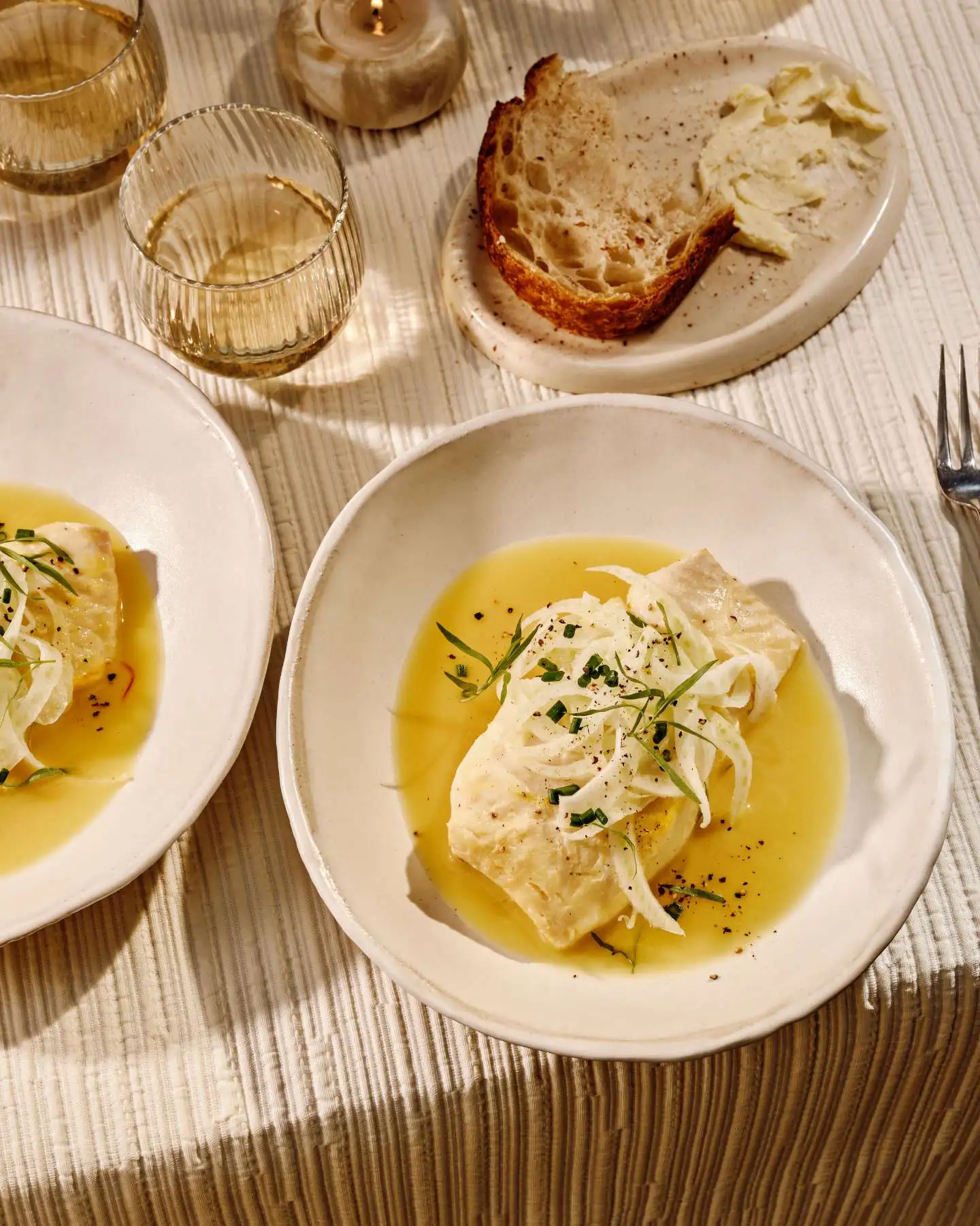 Poached Halibut with Buttered Broth recipe by Casa de Suna; Healthy Meals for Winter