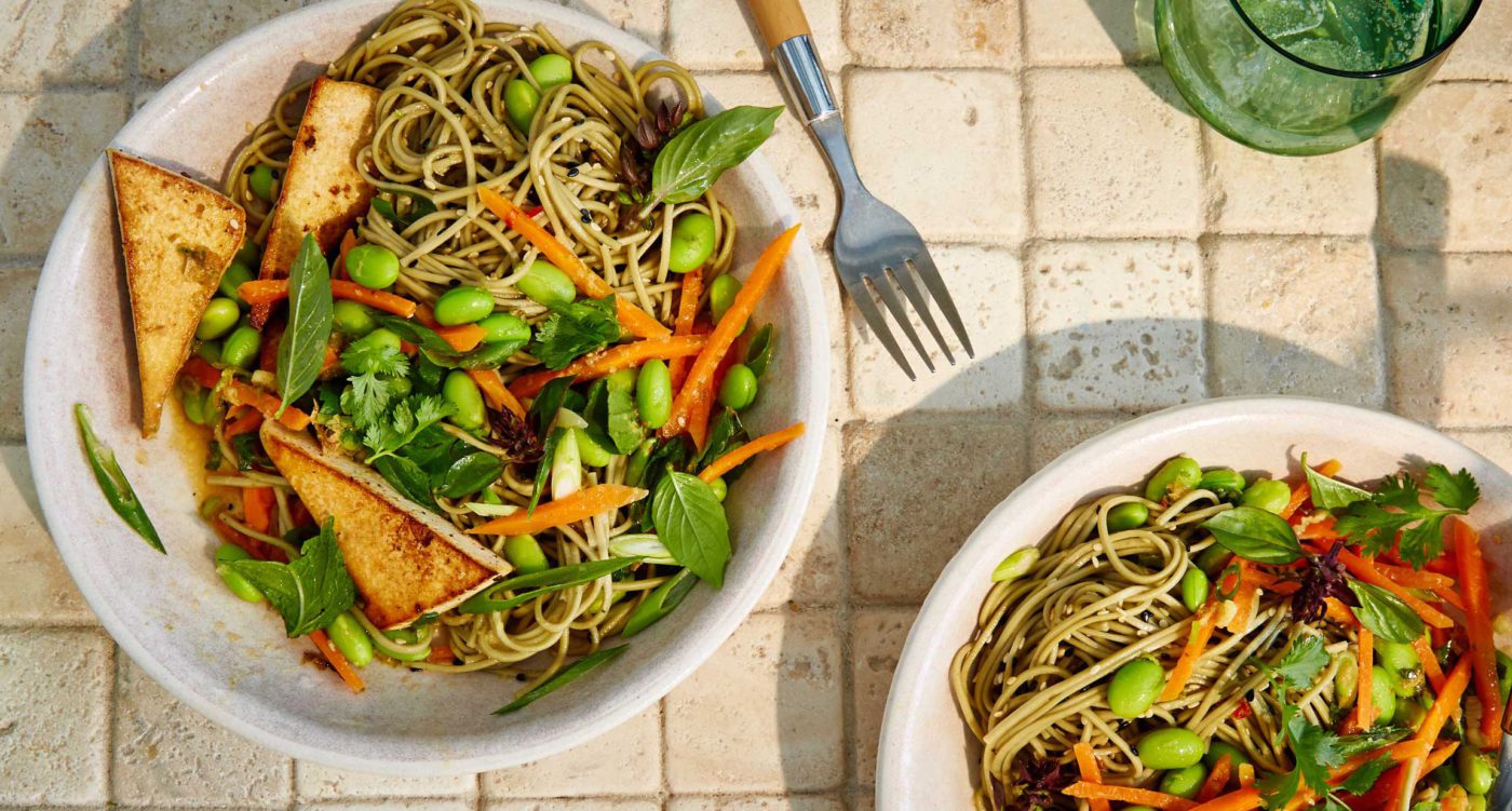 Green Soba Noodles with Ginger Miso Dressing - Casa De Suna