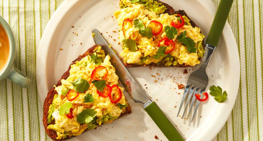 Soft Scrambled egg Toasts with Ginger and Avocado Recipe by Casa de Suna