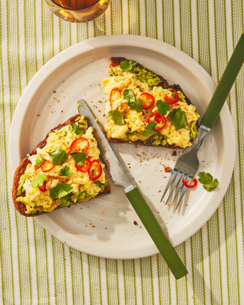 Soft Scrambled Toasts with Ginger and Avocado