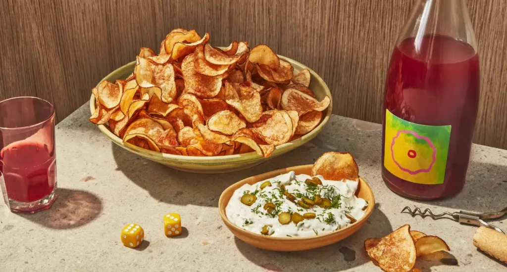 Russet Potato Chips with Cornichon Dip recipe by Casa de Suna