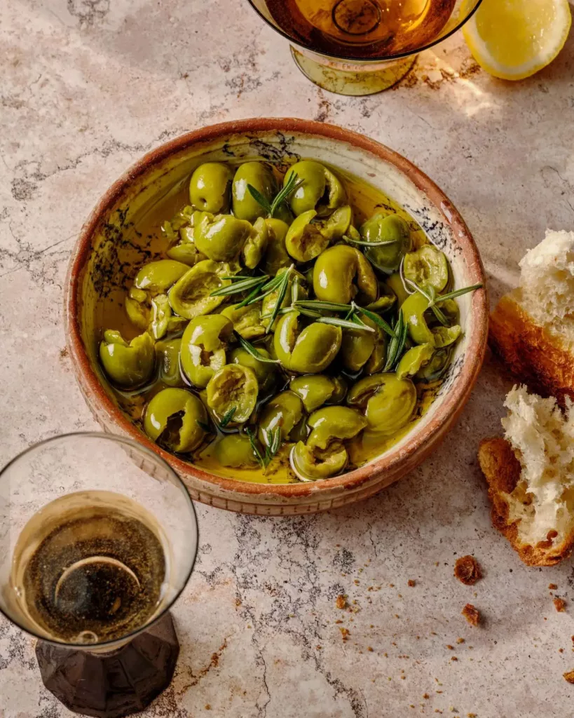 Warm Marinated Castelvetrano Olives with Garlic and Rosemary