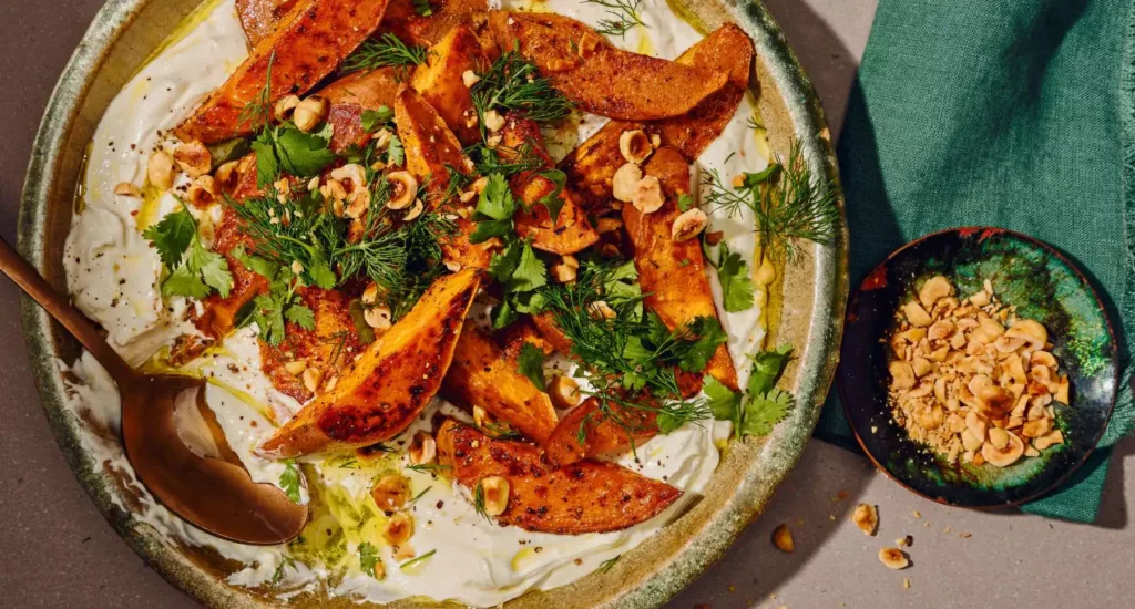 Roasted Sweet Potatoes and Garlic-ky Yogurt recipe by Casa de Suna