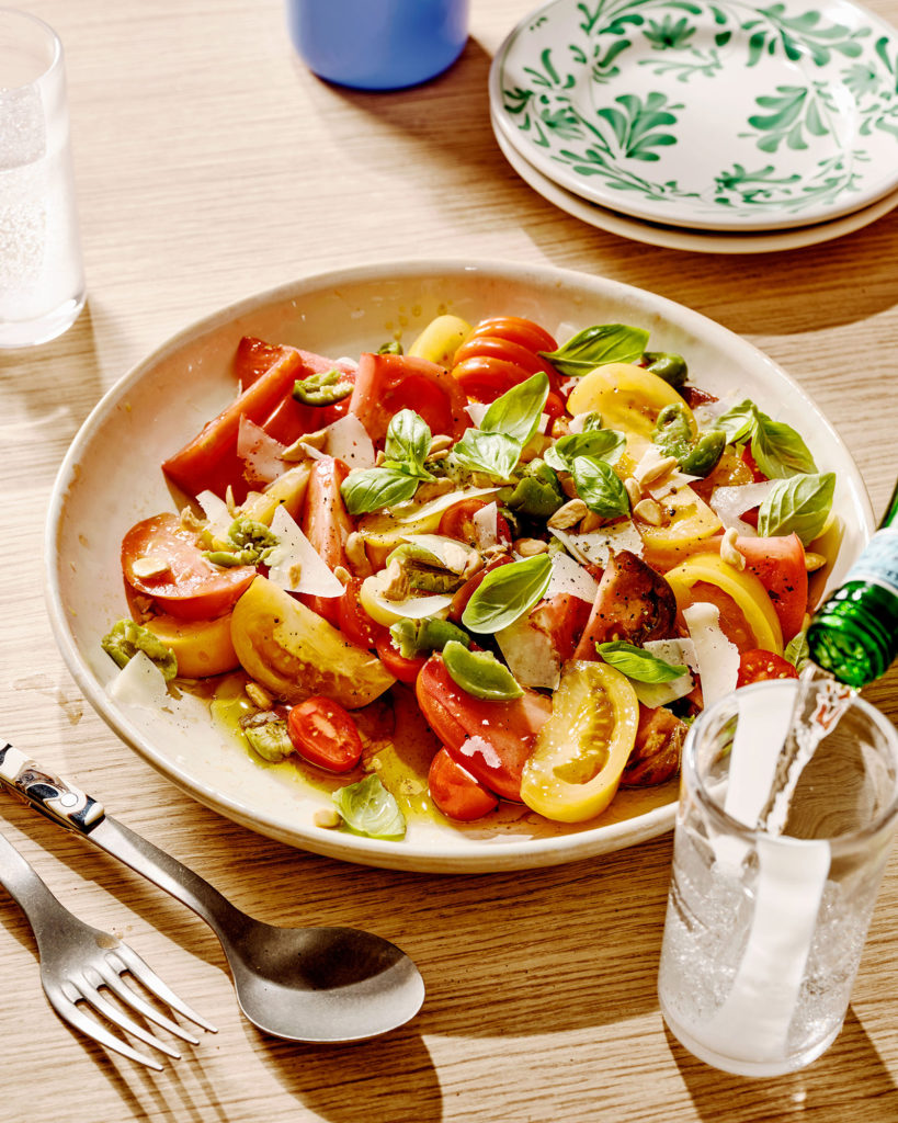 Caprese Salad with Manchego, Olives and Marcona Almonds