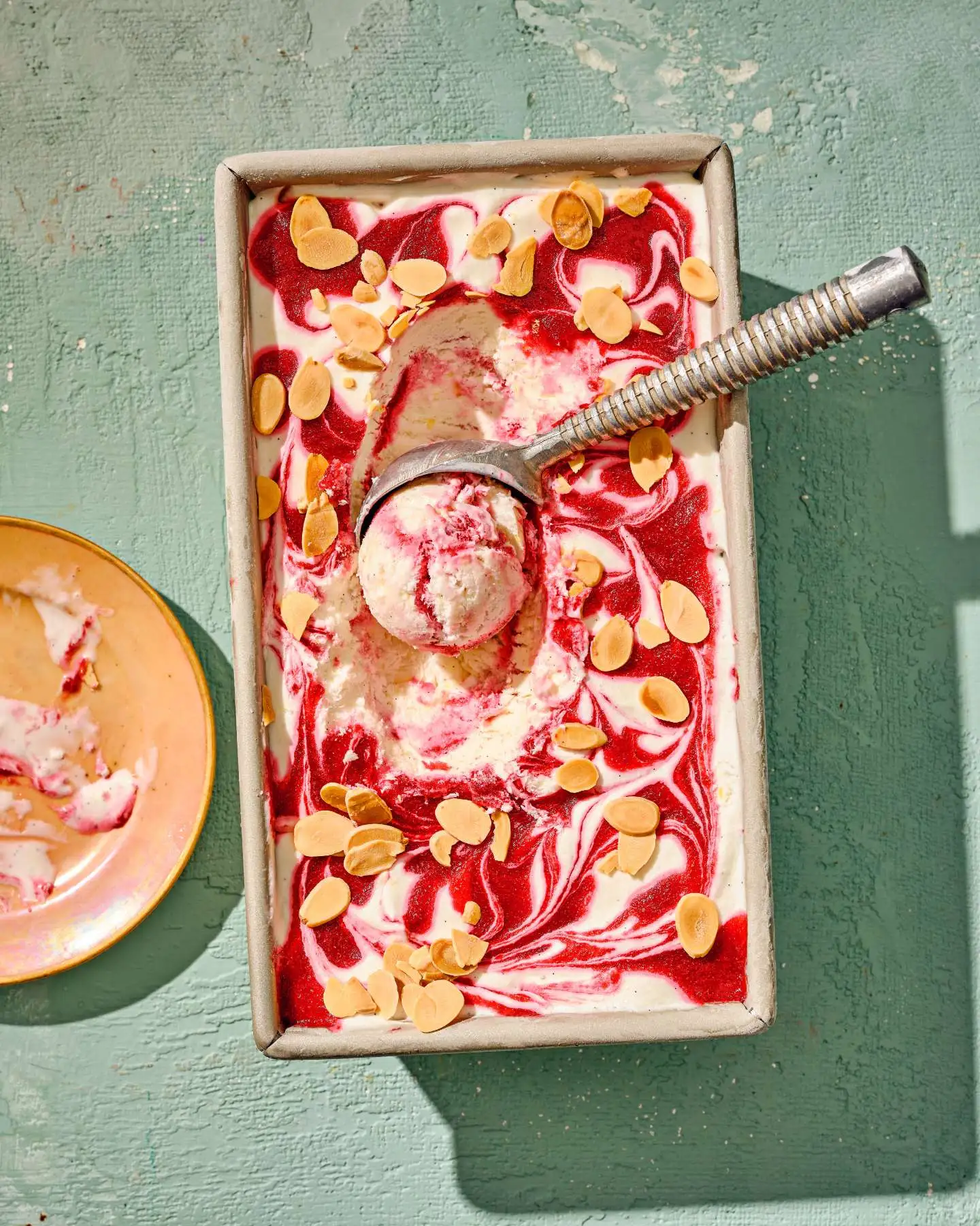 Scoopable Almond Semifreddo with Raspberry Swirl recipe by Casa de Suna