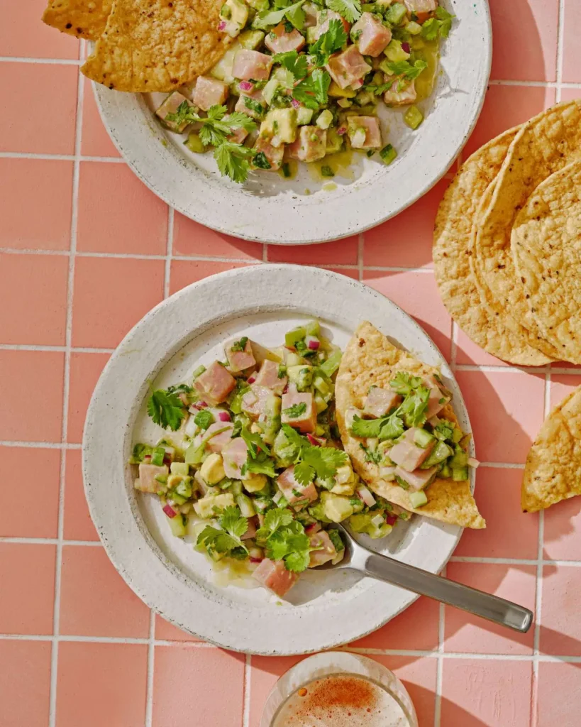 Tuna Ceviche with Avocado, Red Onion and Cilantro