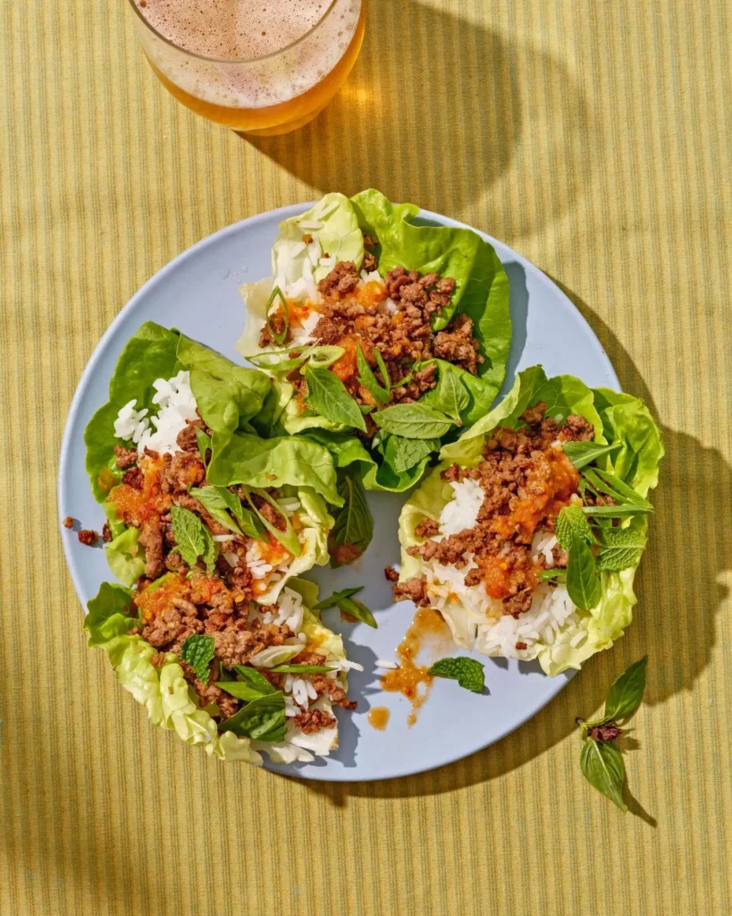 Spicy Lemongrass Beef Lettuce Wraps