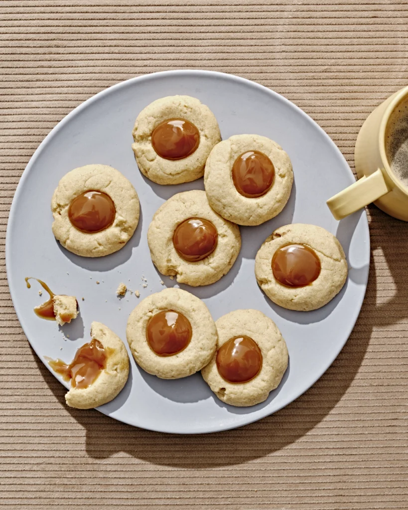 Spiced Almond Thumbprint Cookies with Dulce de Leche