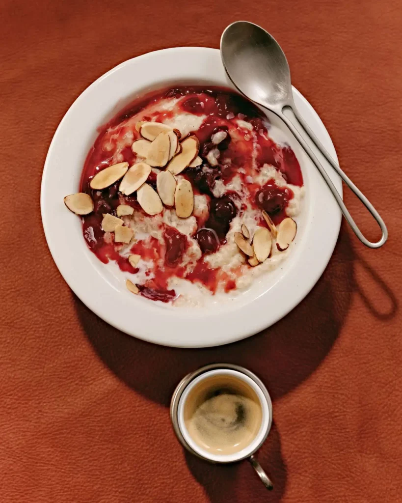 Spiced Rice Pudding with Cherry Preserves